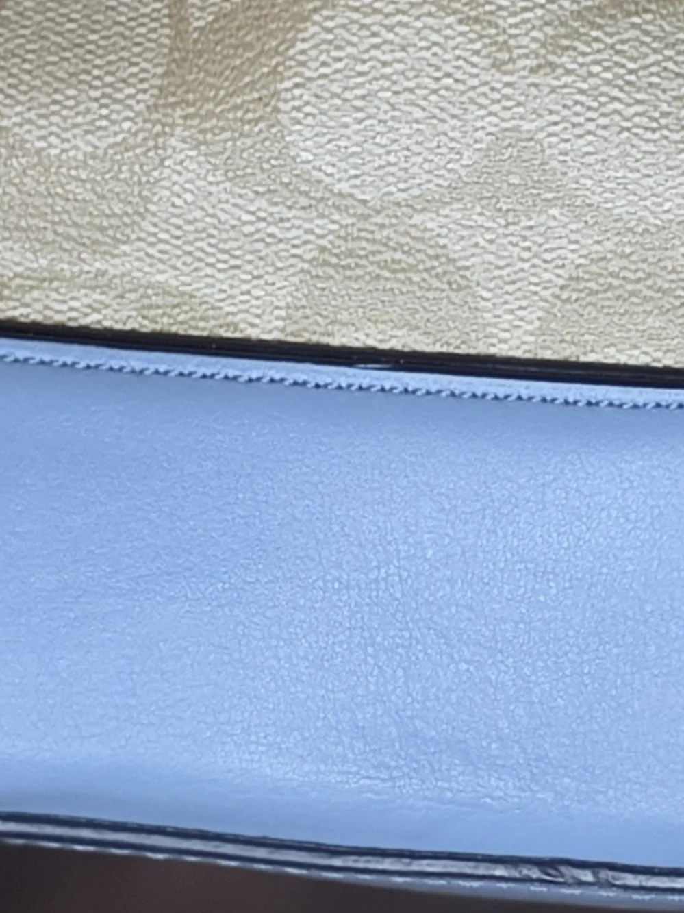 Coach Cream Signature Dome Satchel with Blue Trim